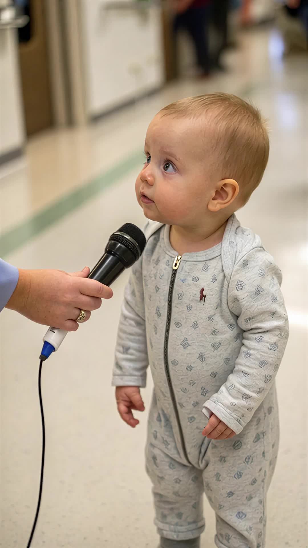AI Baby Interview In Hospital Corridor